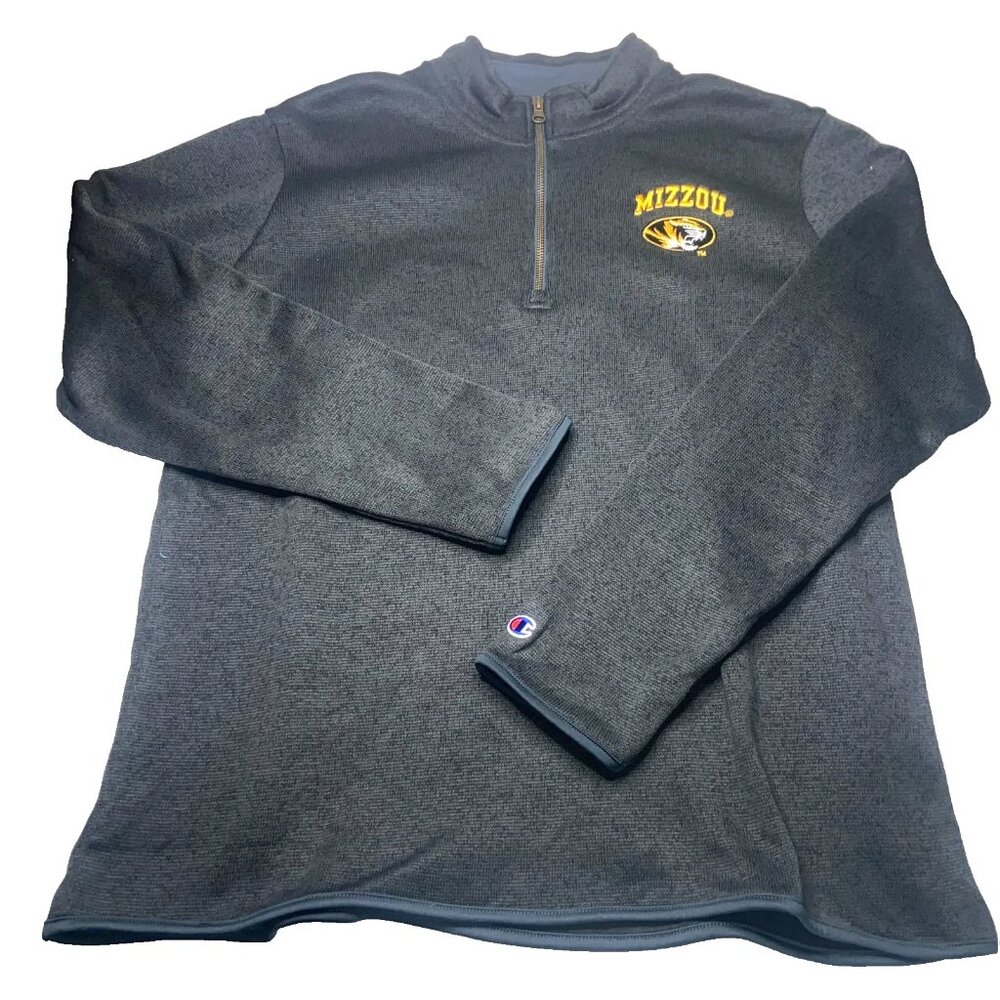 Missouri Tigers Champion Authentic L Gray Logo Mizzou 1/4 Zip Pullover Fleece
